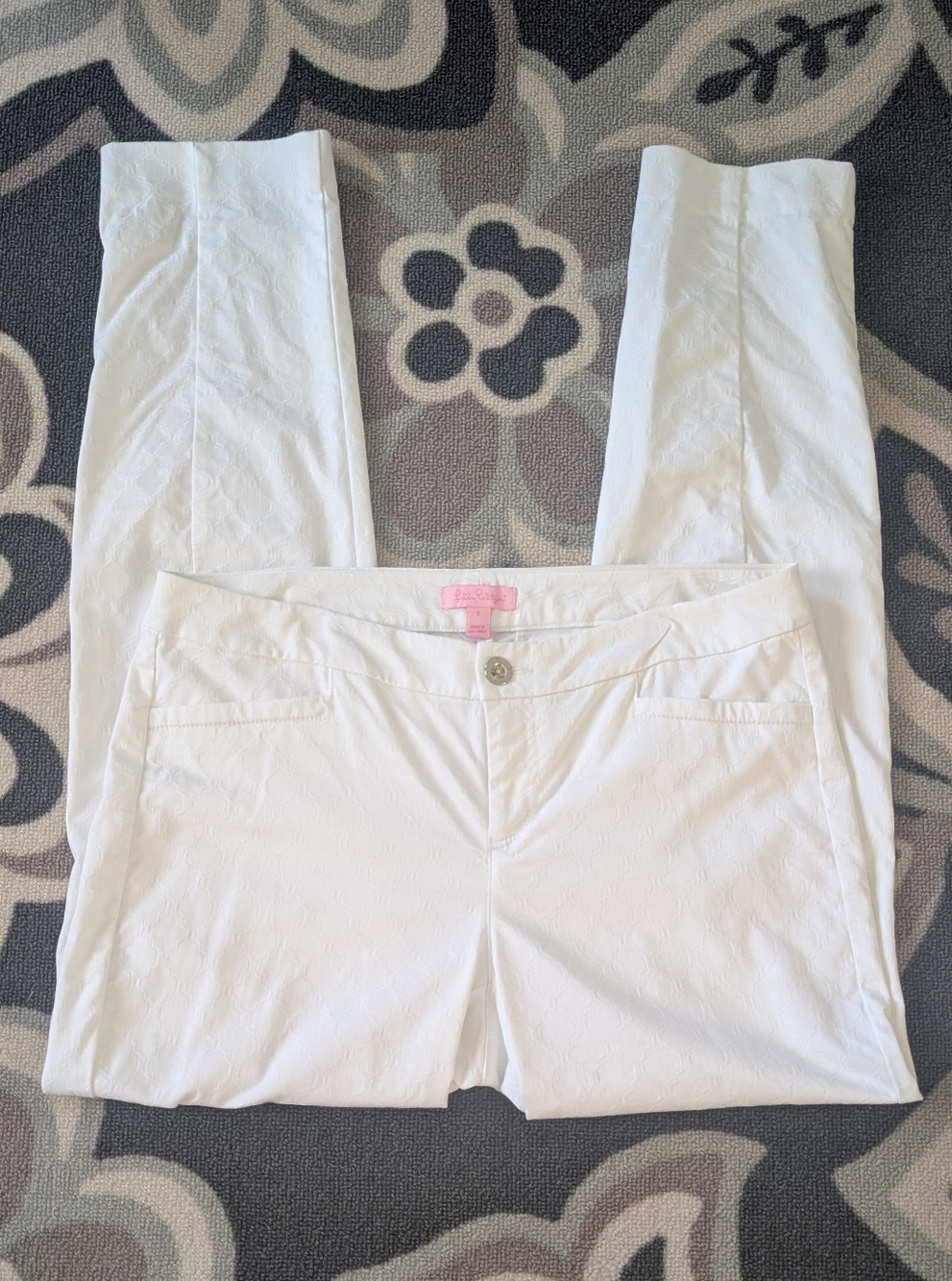 Lilly Pulitzer Summer White Skinny-Leg Stretch Pants Size 8